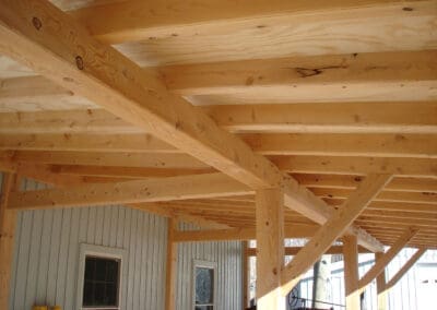 Underside of overhang timbers