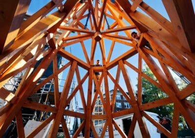 View of Grace Episcopal Church Steeple being assembled on site