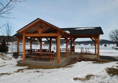 Pavilion with snow covering surrounding ground