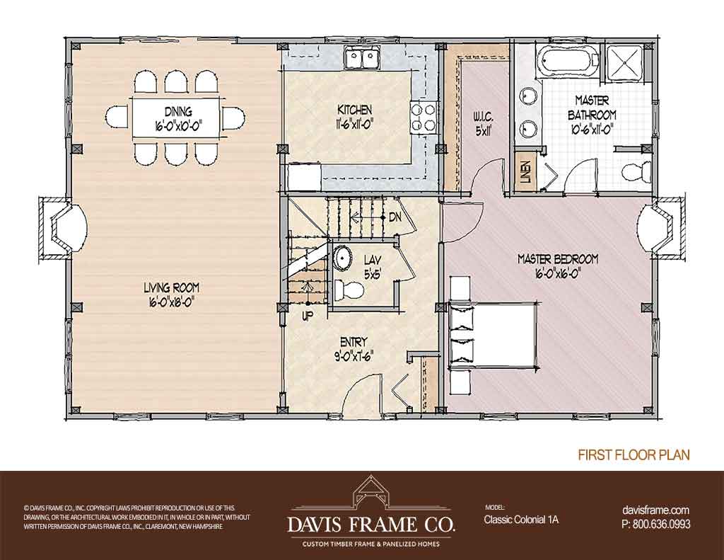 Classic Colonial 1A Floor Plan Barn Home Plan Davis Frame