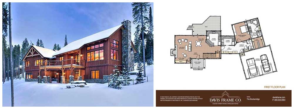 One Level Mountainside Timber Frame Floor Plan