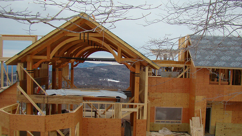 Exterior view of Modern Prefab Home, a panelized home in Massachusetts with beautiful wood siding.